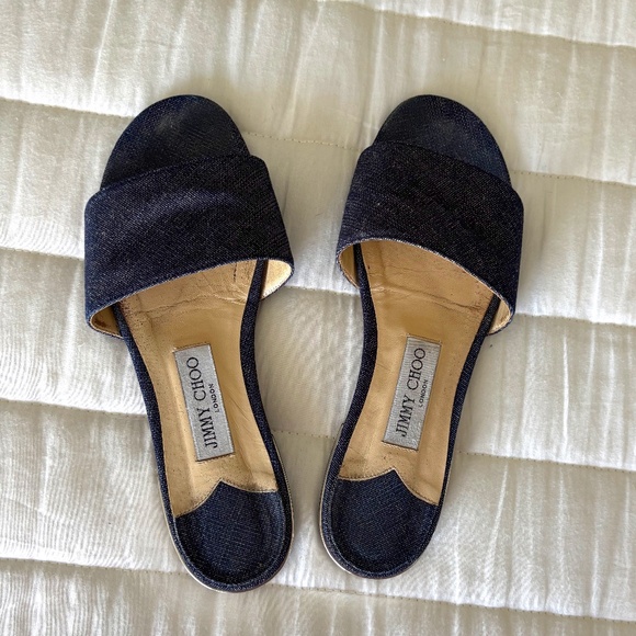 Jimmy Choo Denim Slides - Picture 1 of 6